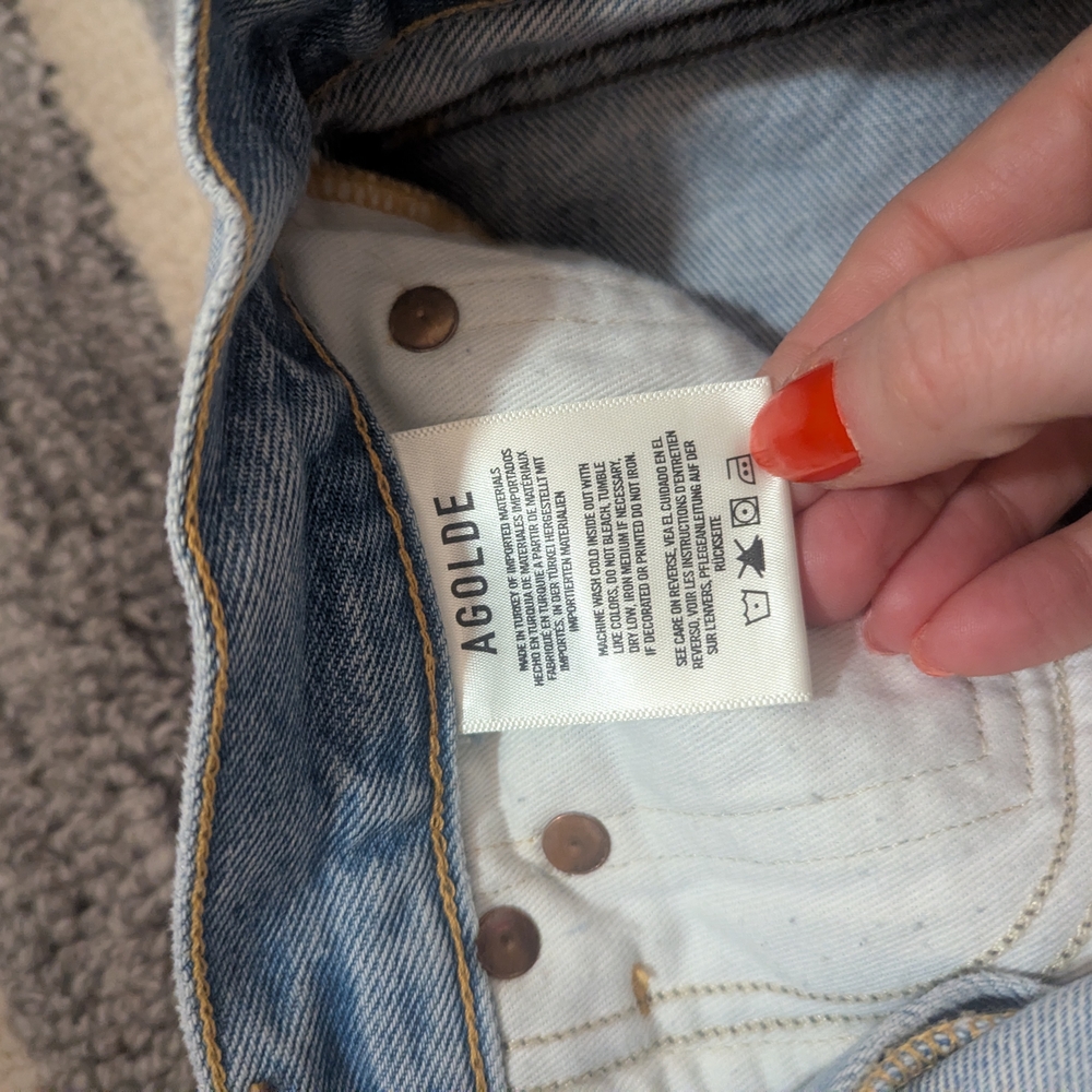 AGOLDE Light Blue Distressed Denim Jean Shorts - Picture 7 of 7